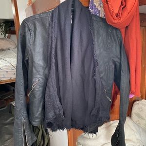 Free people black moto denim jacket